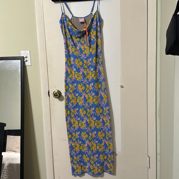 Hibiscus Floral Cowl Neck Knit Dress - Ciao Ciao Vacation - Picture 1 of 5